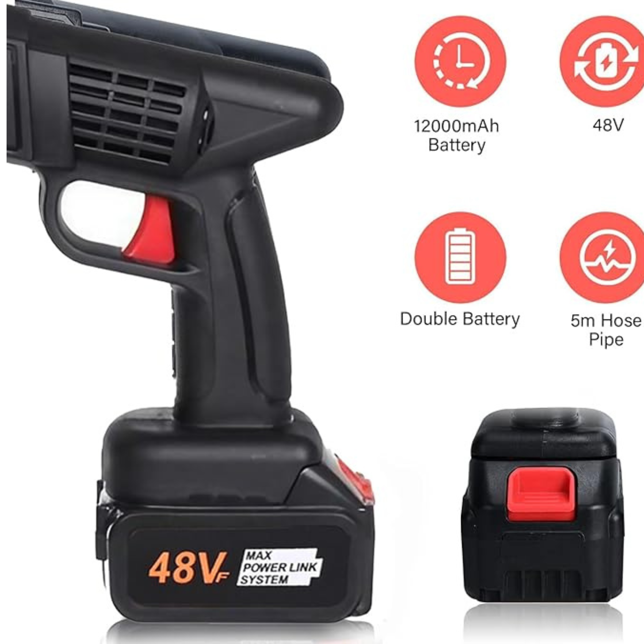 Double Battery Car Washer Gun – مسدس غسيل سيارات ببطاريتين