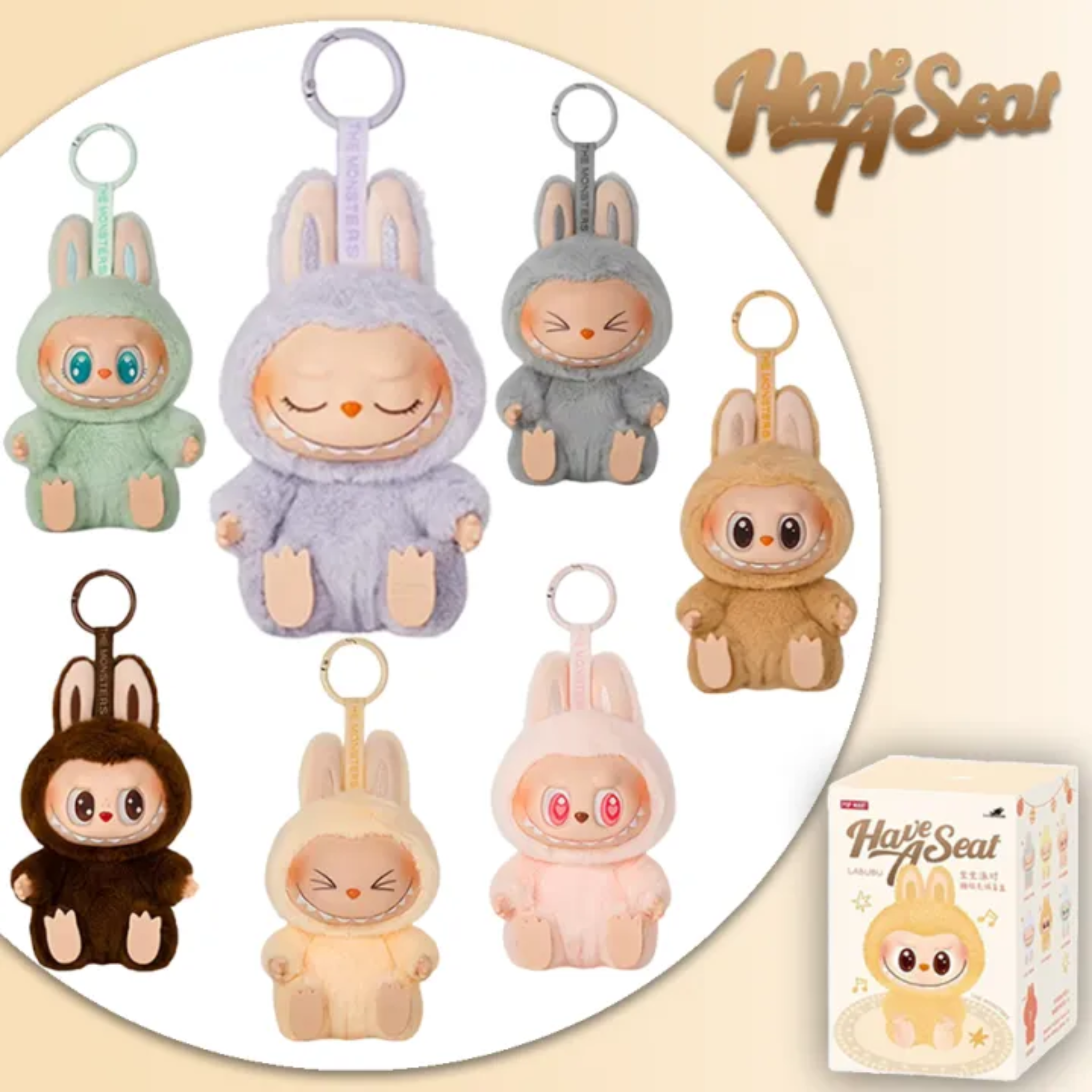 Labubu - سلسلة مفاتيح بشكل وحشي كرتوني ( Random Colours)