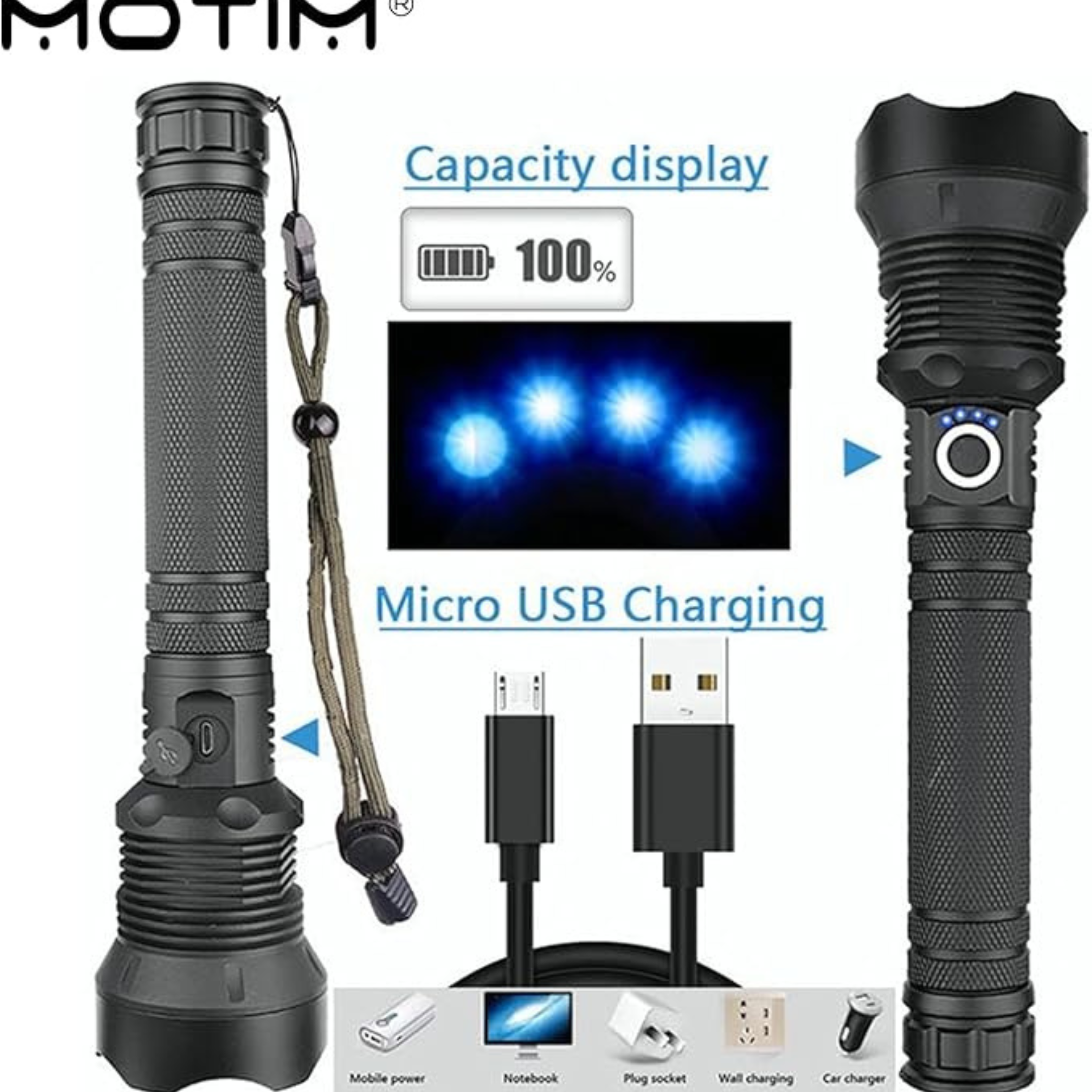 P90 LED Flashlight Rechargeable – كشاف LED P90 قابل لإعادة الشحن